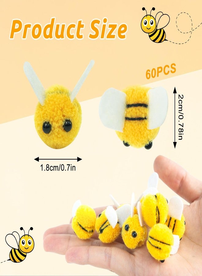 Koceci 60 PCS Mini Wool Felt Bees Cute Bee Bumble Bees for Crafts Little Bee for Decorations Clothing Hat Bags Gift DIY Crafts Supplies Bee Toys (Yellow) - Image 2